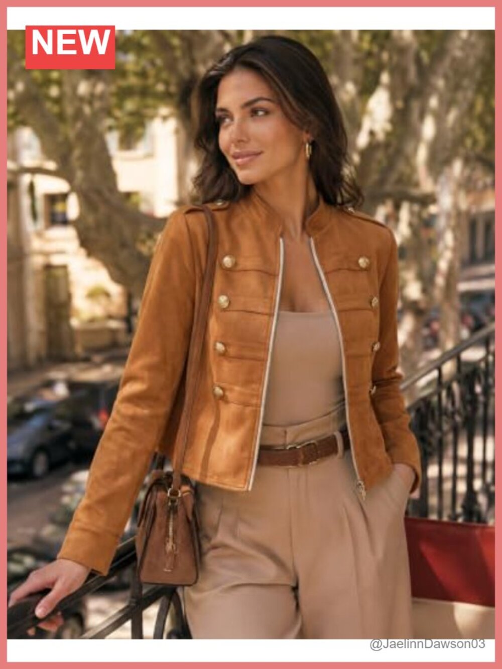 Faux Suede Cropped Jacket Lightweight Stand Collar Zip Fall Coat - Picture 3 of 6